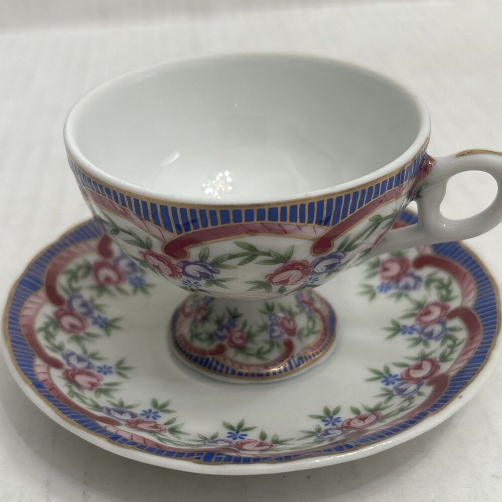 Vintage Horchow Teacup And Saucer Featuring High Footed Design Japan